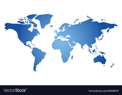 Blue Simplified Silhouette Of World Map Royalty Free Vector