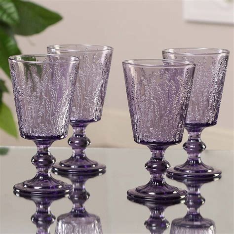 Set Of Four Heather Wine Goblets By Dibor Colored Wine Glasses Wine Goblets Glassware