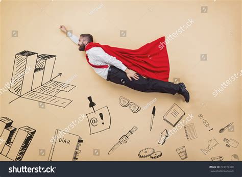 Manager Superman Pose Wearing Red Cloak Stock Photo 273079370