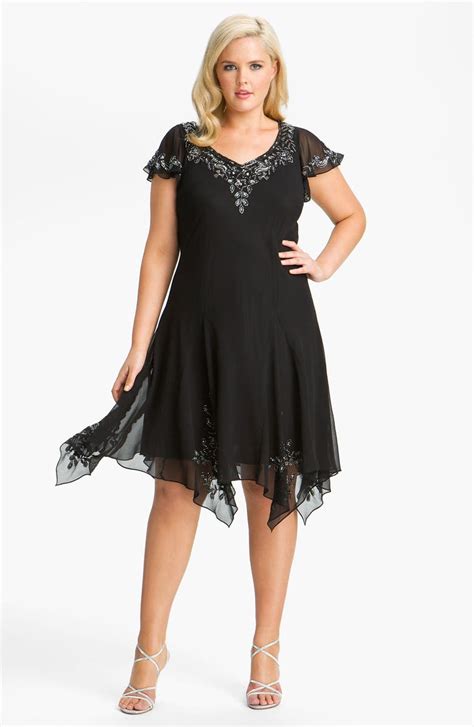 Check spelling or type a new query. J Kara Beaded Flutter Sleeve Chiffon Dress (Plus Size ...