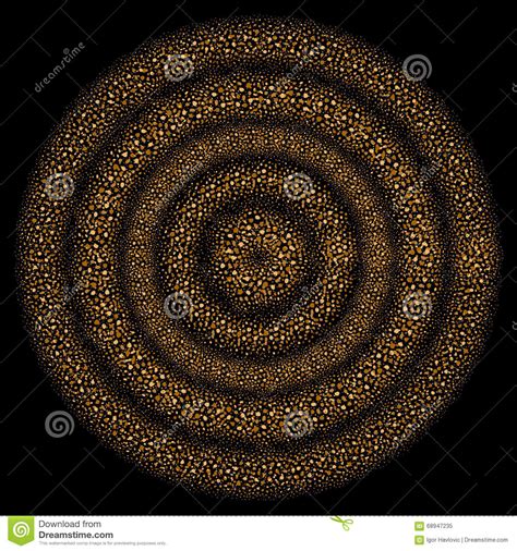 Seamless Circular Gold Glitter Pattern On Black Background Stock