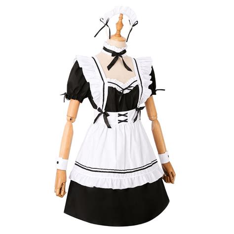 women maid outfit anime long dress black and white dresses japanese cu mozaer