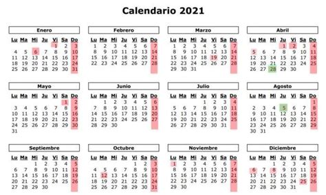 Este calendario anual del 2021 es muy práctico. Festivos de 2021: pocos puentes en 2021 pero acueducto en ...