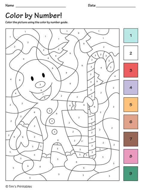 Color By Number Gingerbread Man Tim S Printables