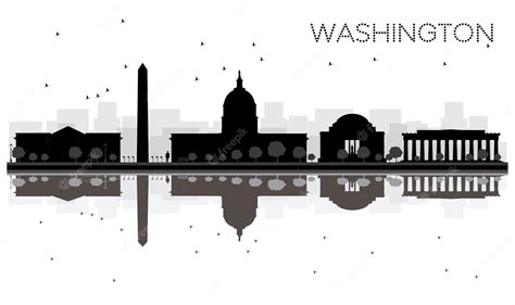 Premium Vector Washington Dc City Skyline Black And White Silhouette