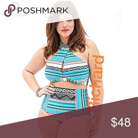 Multi Color High Waist Plus Size 2 Pc Swimsuit Fashion Clothes