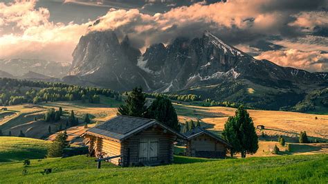 Hd Wallpaper Alps Italy Clouds Forest Mountains Valley Village