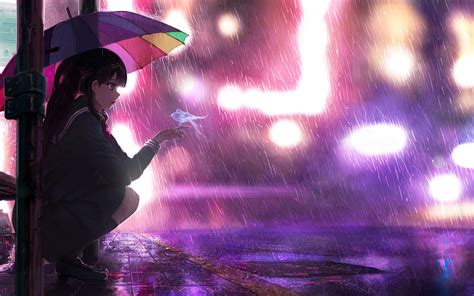 1440x900 Umbrella Rain Anime Girl 4k 1440x900 Resolution Hd 4k