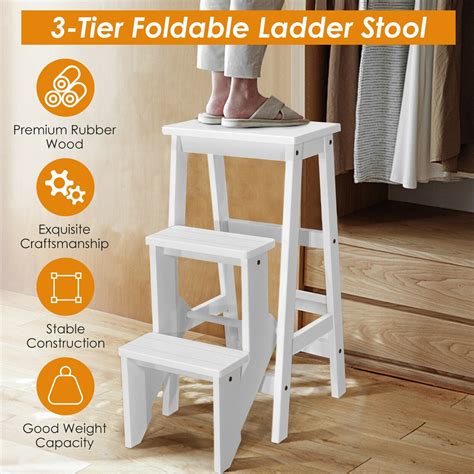 3 Tier Step Stool 3 In 1 Folding Ladder Bench Costway