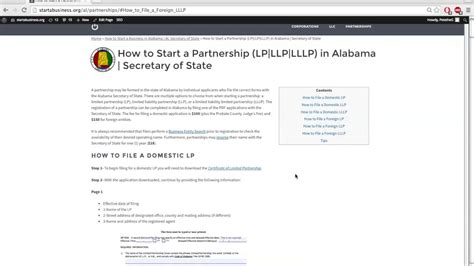How To Start A Partnership Lpllplllp In Alabama Secretary Of