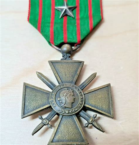 Vintage Ww1 French Croix De Guerre 1914 1916 With Star Citation Medal