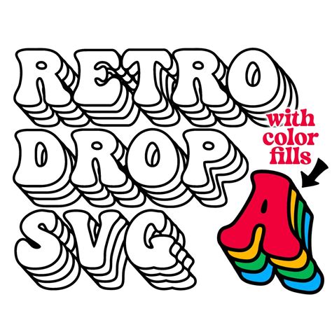 Retro Svg Letter Type Retro Bubble With Drop Shadow Vintage Rainbow