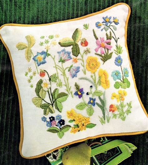 Vintage Crewel Embroidery Pattern Field Flowers Woodland | Etsy UK ...