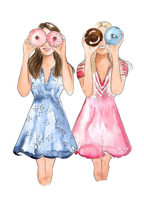 Am i doomed to all eternity without a best friend? My Best Friend, Donut Print, Besties Illustration, Fashion Print, Gift For Friend, Gift for Her ...