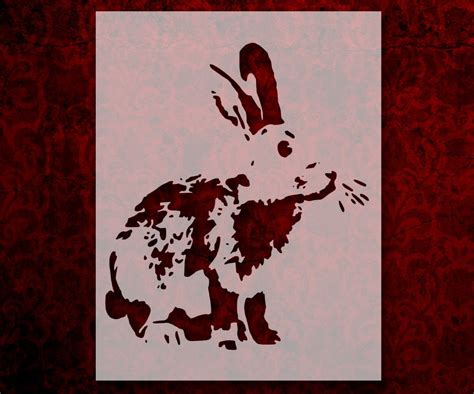 Detailed Bunny Rabbit Stencil Template Reusable 85 X 11