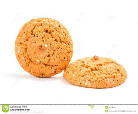 Macro Oatmeal Cookies Isolated On White Stock Image Image Of Dessert