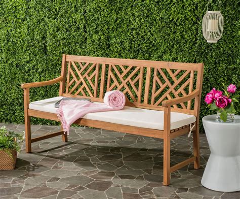 Safavieh Bradbury Outdoor Modern 3 Seat Garden Bench With Cushion