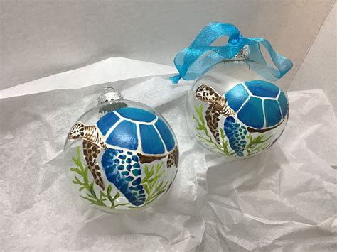 Christmas Ornament Sea Turtle Handpainted Etsy
