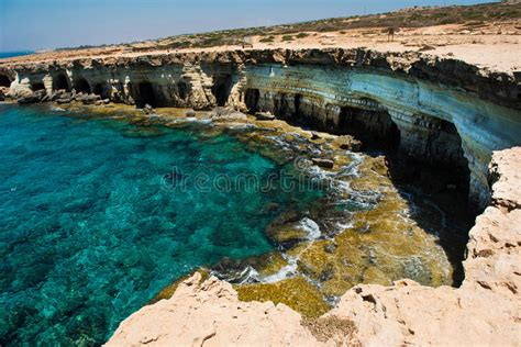 Sea Caves Near Ayia Napa Mediterranean Sea Coast Cyprus Stock Photo