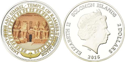 Coin Solomon Islands Le Temple De Ramsés Ii 2 Dollars 2015 Proof