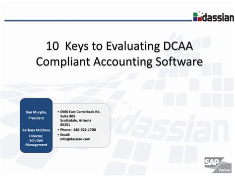 10 Keys To Evaluating Dcaa Compliant Accounting Software Ppt