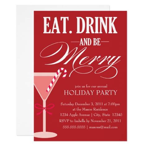 Eat Drink And Be Merry Holiday Party Invite Uk