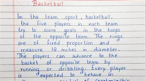 Write A Short Essay On Basketball Essay Writing English Youtube