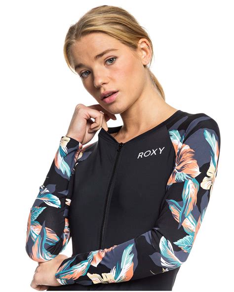 Roxy Womens Fashion Long Sleeve Upf 50 Rash Vest Anthracite Tropic Surfstitch