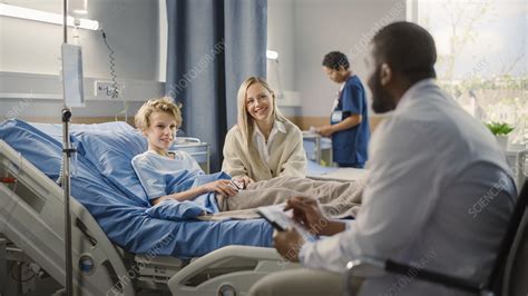 Mother Visiting Son In Hospital Stock Image F Science