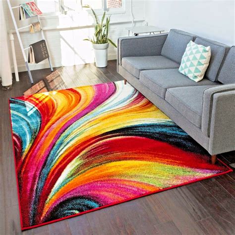To expand the space, select a larger size that outlines the perimeter of the area. RUGS AREA RUGS CARPETS 8x10 RUGS FLOOR LARGE MODERN BIG COLORFUL COOL 5x7 RUGS ~ | eBay