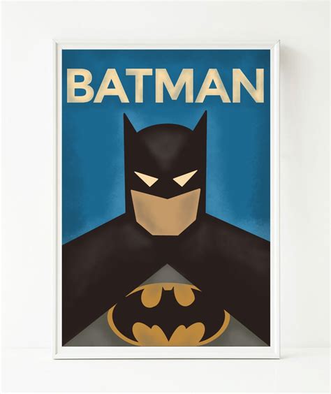 Batman Print Super Illustration A4 En Etsy