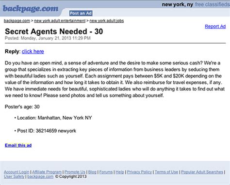 Help Wanted Seductive Women To Get Insider Info