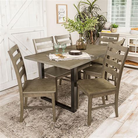Browse dining room sets, tables, and bar cabinets by brand or monthly payment amount, then select something that will serve as the perfect foundation dining brings people together and togetherness shouldn't require a big upfront payment! $892 Madison Aged Gray 7-Piece Dining Set | Pier 1 Imports | Grey dining room table, Grey dining ...