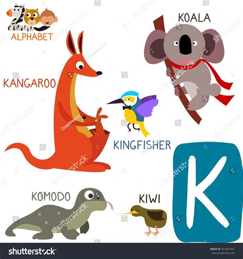 Cute Animal Zoo Alphabet Letter K Stock Vector 451667437 Shutterstock