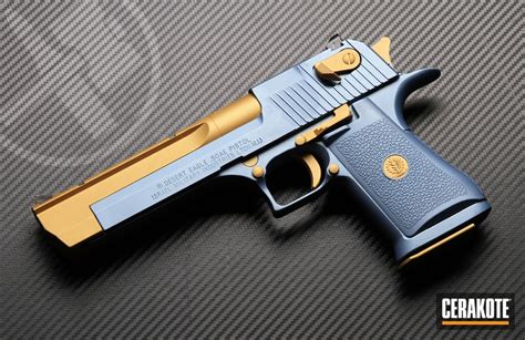 Desert Eagle 1911 Cerakoted Using Polar Blue And Gold Cerakote