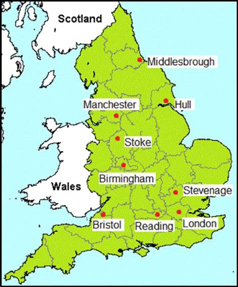 A Map Of England Shows The Location Of The 9 Renal Units