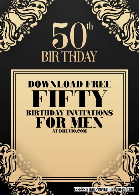 Free Printable 50th Birthday Invitation For Men Download Hundreds