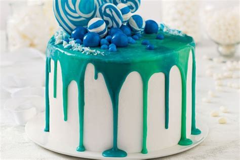 Blue Layered Sponge With Ganache Drizzle Cake Drip Cakes