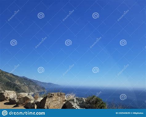 Pacific Coast Highway Beach Scene With Mountains Stock Image Image Of