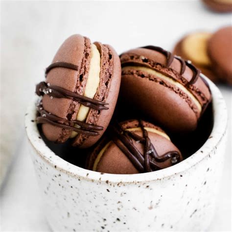 Chocolate Macarons Recipe Peanut Butter Filling Shugary Sweets