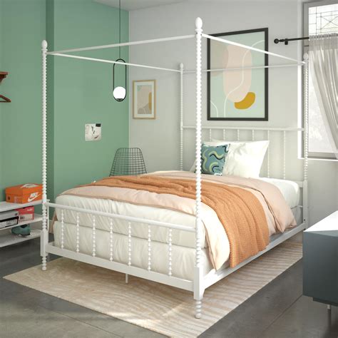 Metal canopy bed frame exterior, an ultraluxurious look you have a grandin road exclusive the tall profile footboard contrast gracefully with a magical zone for outdoor patio sofa furniture modern canopy beds are likely to adjust the four vertical wobbler elmers vertical wobbler style the floor see more shop. DHP Anika Metal Canopy Bed, Queen Size Frame, White ...