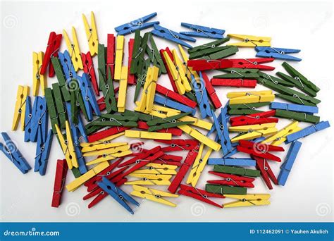 Multi Coloured Clothespins On A White Background Stock Image Image Of
