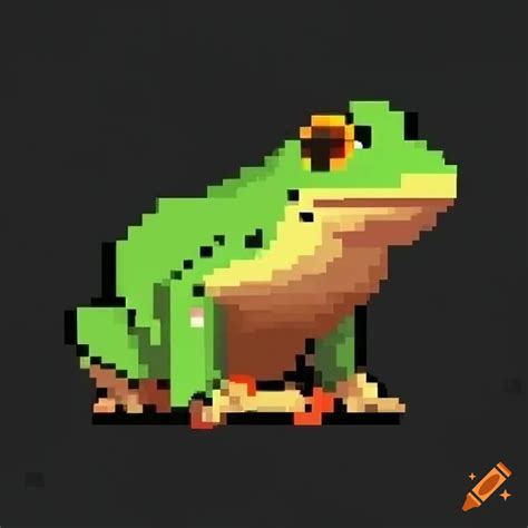 Pixel Art Of A Frog Sitting