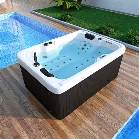 Person Outdoor Hydrotherapy Bathtub Hot Bath Tub Whirlpool SPA SYM Color LED S