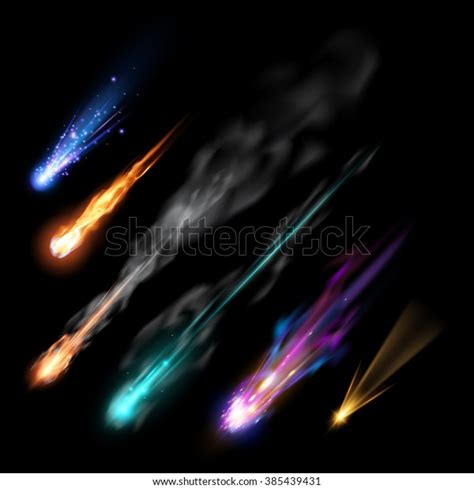 Different Meteors Comets Fireballs Stock Vector Royalty Free 385439431
