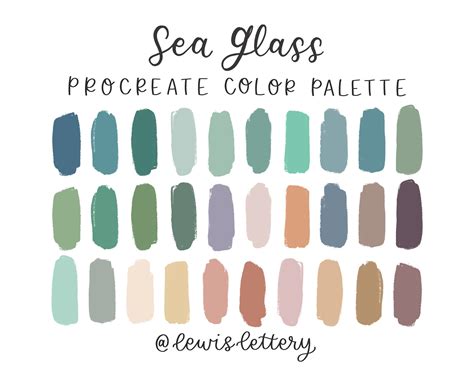 Sea Glass Procreate Color Palette 30 Color Swatches Designed Etsy Uk
