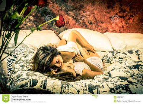 Passionate Lesbian Couple Color Toned Stock Image Image