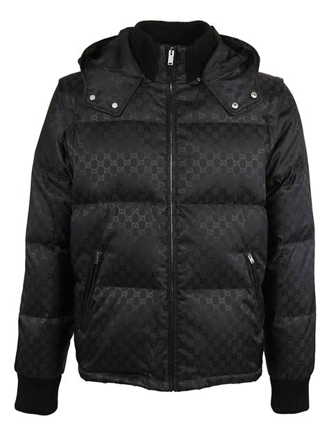 Gucci Gg Jacquard Padded Jacket In Black Modesens Padded Jacket