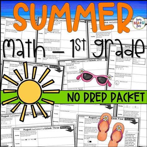 First Grade Summer Packet Math Activities For First Graders Sum