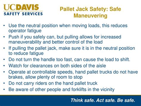 This floor jack is great if you are looking to quickly and careful raise your heavy vehicle and get something done. PPT - Manual Pallet Jack Safety PowerPoint Presentation ...